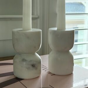 Genuine White Marble Candle Holders